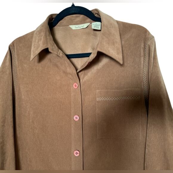 Bechamel Women Shirt Women L Brown Microfiber Button Up Fall is in the air. - Picture 5 of 14
